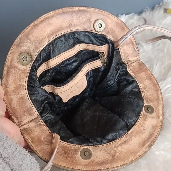 Vintage Jane Yoo Unique Hand  Painted Leather Crossbody - Picture 12 of 16